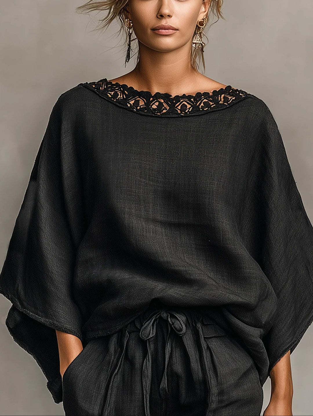 Lila | Lace Boat Neck Blouse and Shorts Set