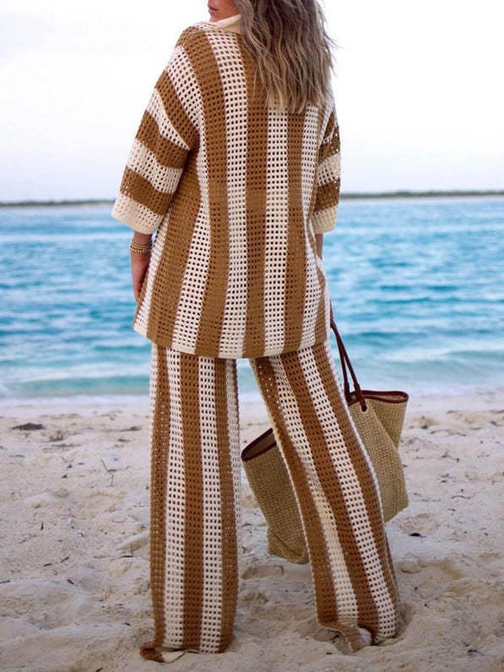 Sienna | Striped Shirt and Wide Leg Pants Set