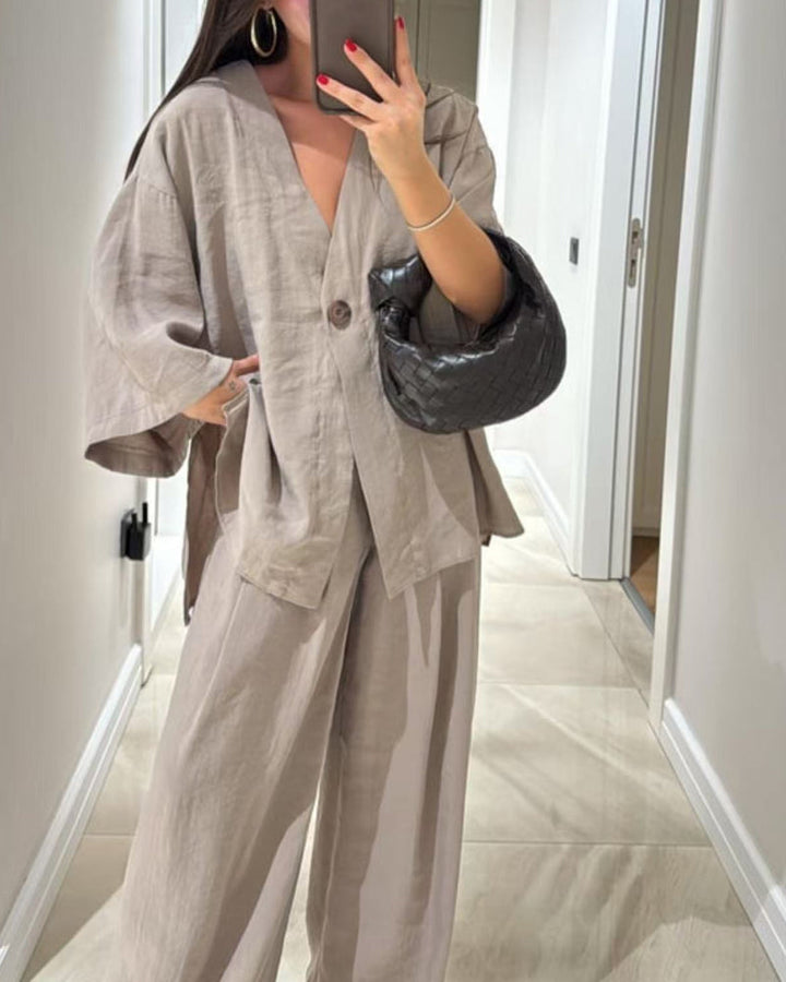 Sienna | V-Neck Top & Pants Set