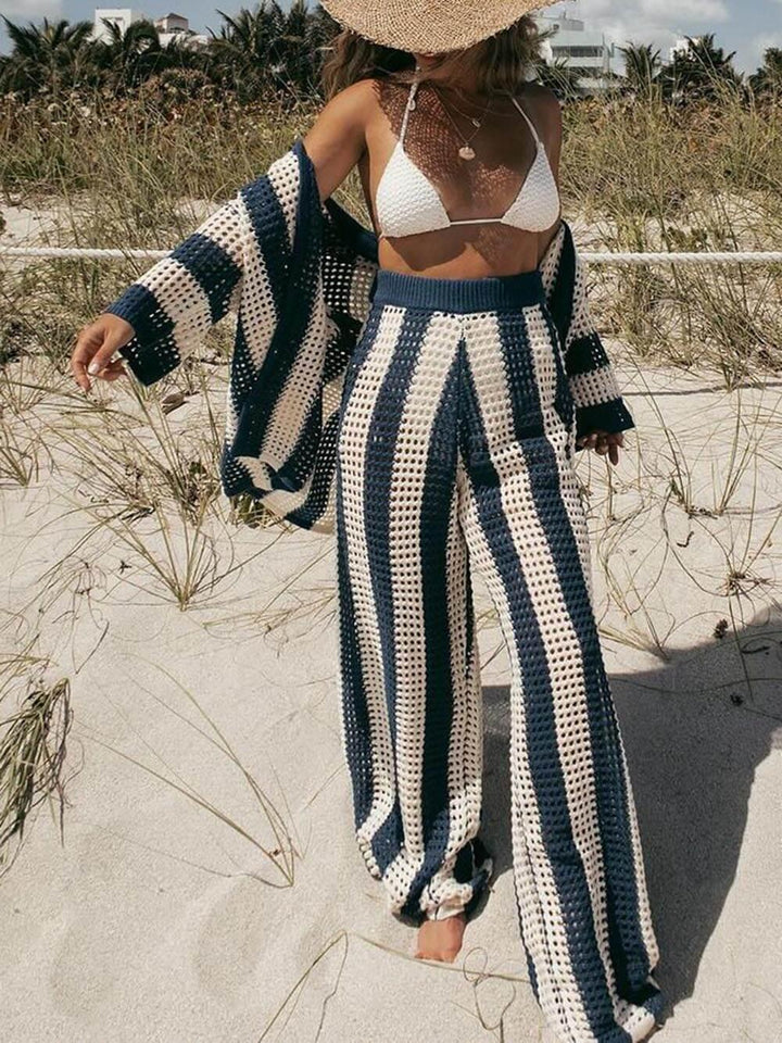 Sienna | Striped Shirt and Wide Leg Pants Set