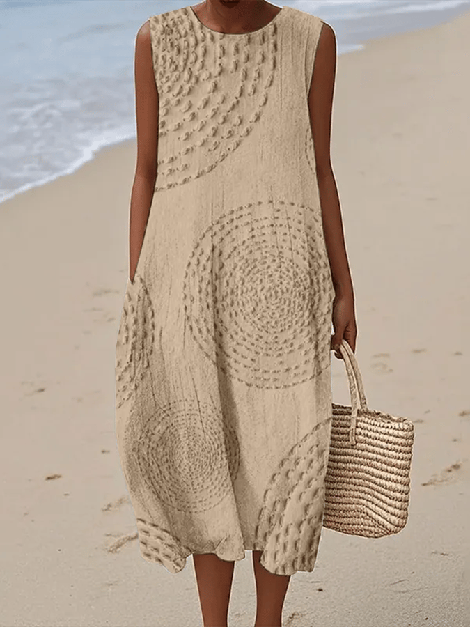 Ladies | Casual Printed Round Neck Sleeveless Dress