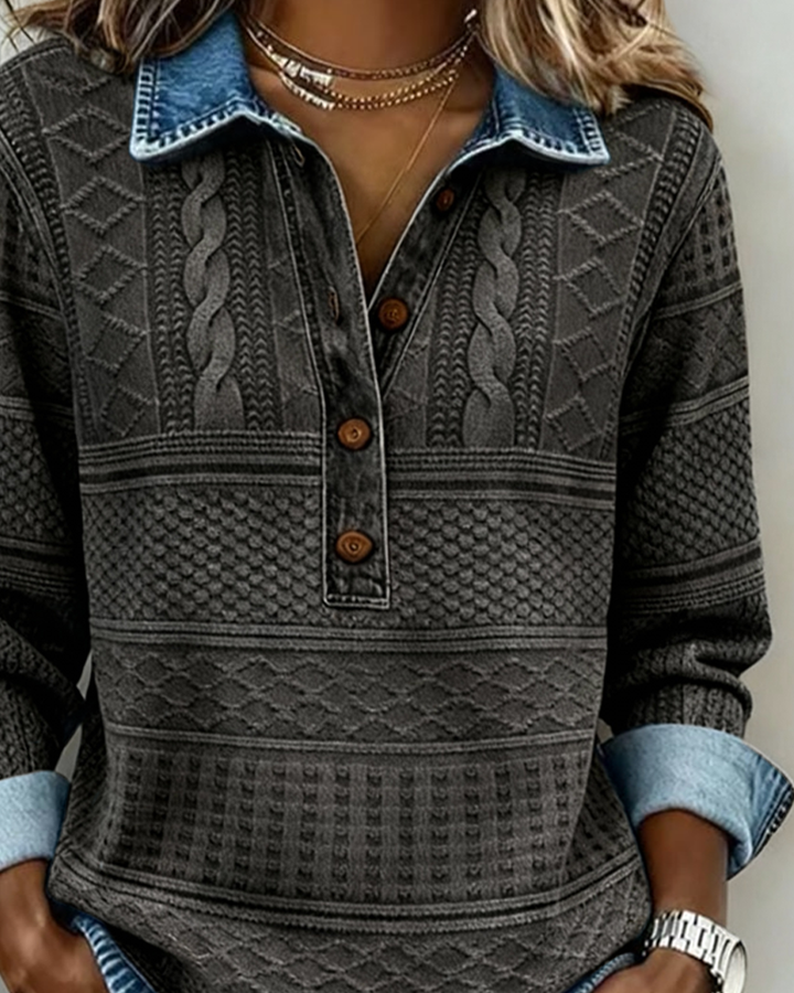 DOLORES™ |Trendy Sweatshirt with Half Button and Collar