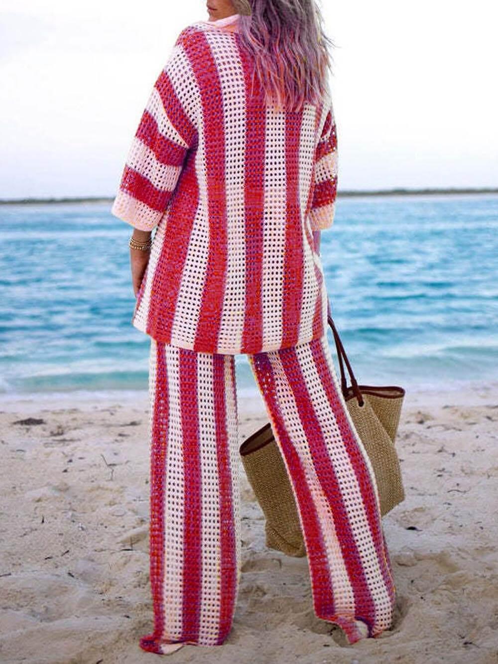 Sienna | Striped Shirt and Wide Leg Pants Set