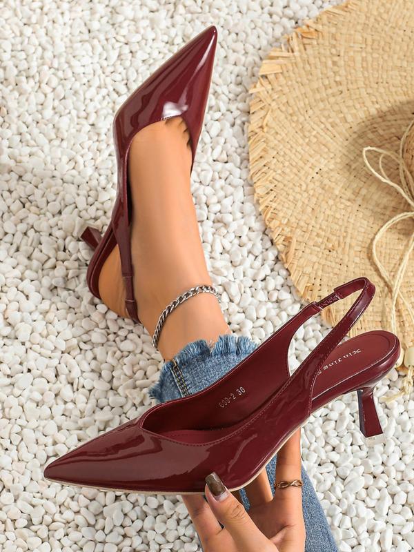 AMIRA™ - Women’s PU Leather Slingback Heels Simple Solid Color Pointed Toe Pumps