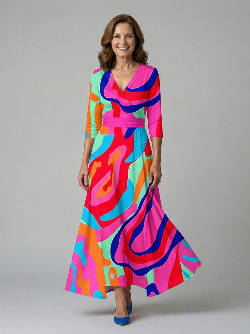 Celine | Cross Wrap Neck Midi Dress