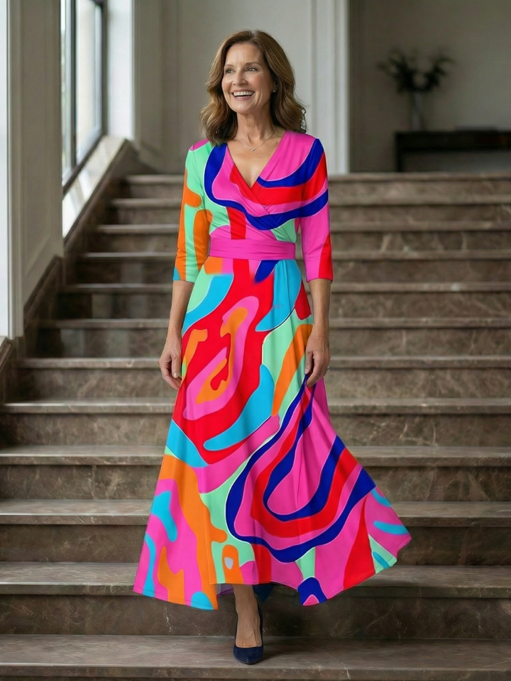 Celine | Cross Wrap Neck Midi Dress