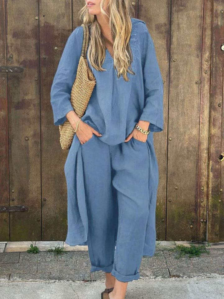 Lila | V-neck Top and Wide-leg Pants Set