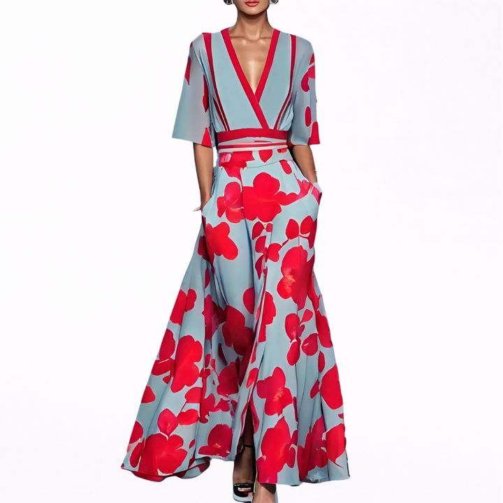 Valentina | Elegant Maxi Dress with Deep Neckline