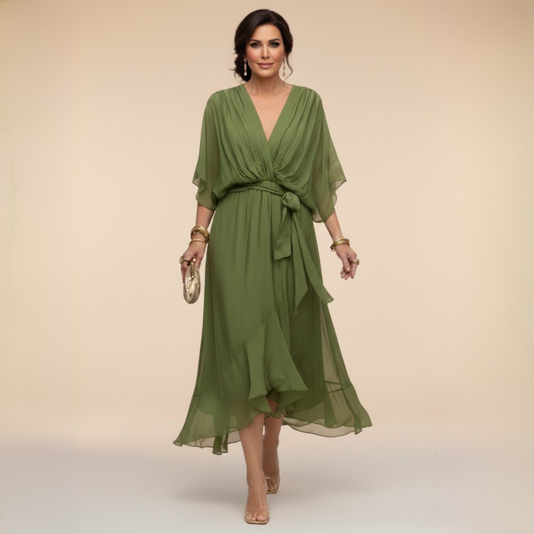 Monica | Chiffon dress with V-neckline