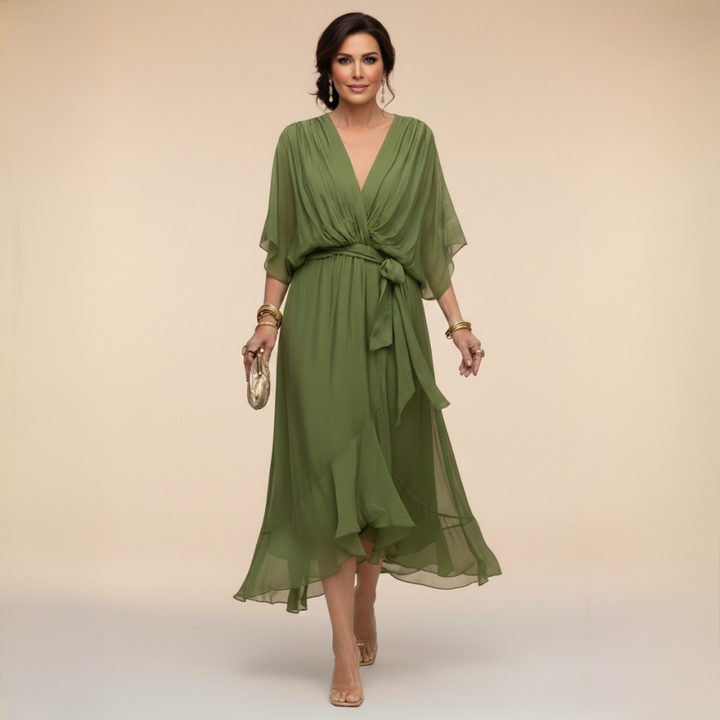 Monica | Chiffon dress with V-neckline