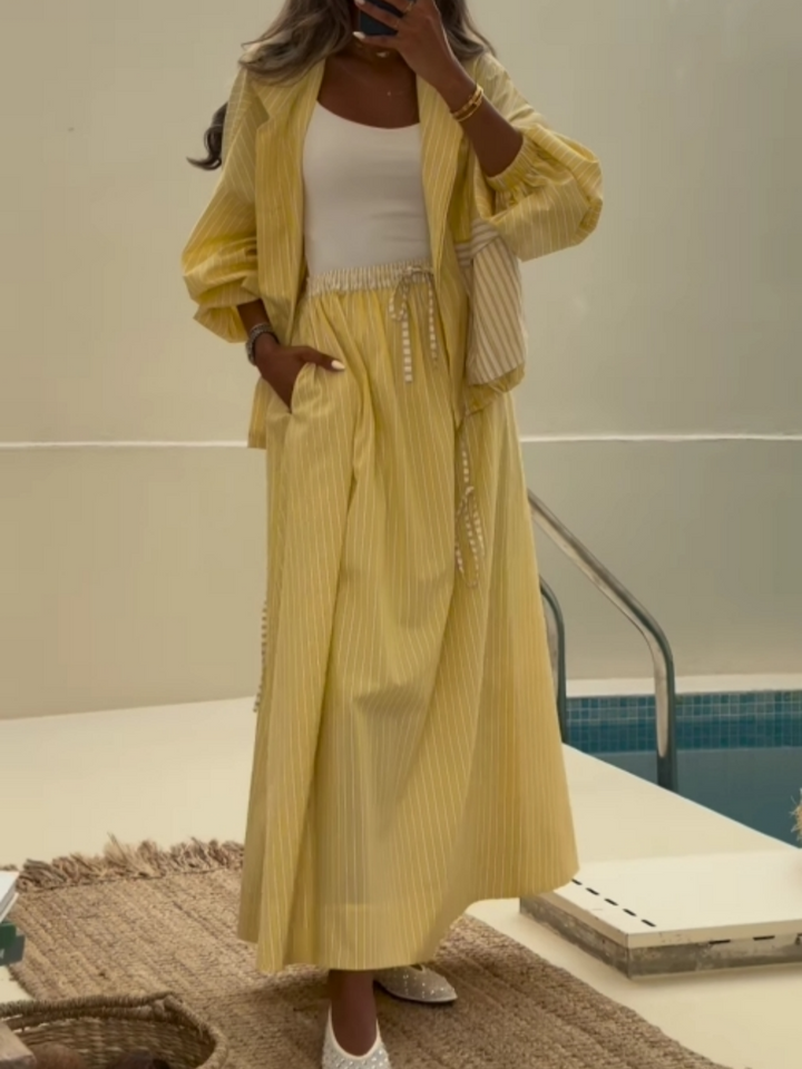 Sophie | Yellow Striped Casual Set