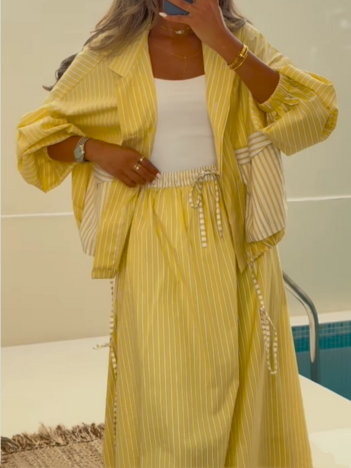 Sophie | Yellow Striped Casual Set
