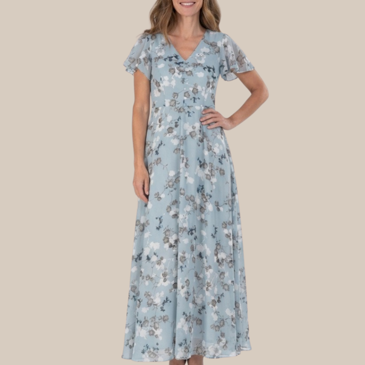 ISMERIA™ | Floral Chiffon Maxi Dress