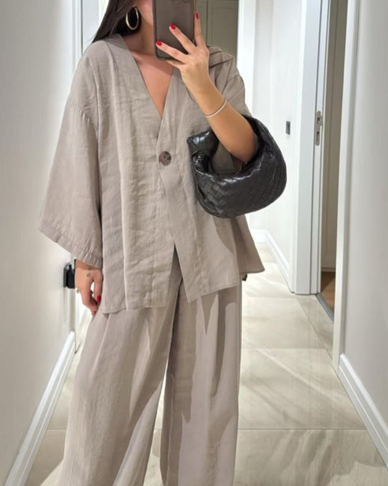 Sienna | V-Neck Top & Pants Set