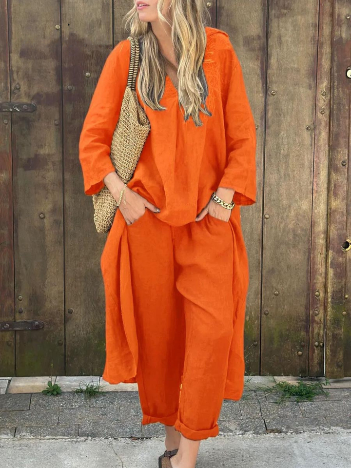Lila | V-neck Top and Wide-leg Pants Set