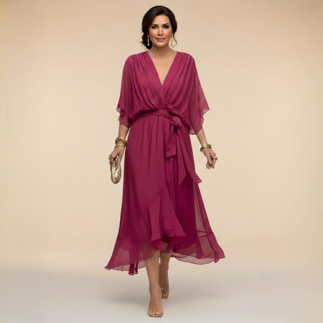 Monica | Chiffon dress with V-neckline