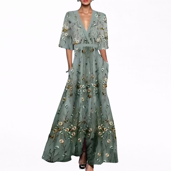 Valentina | Elegant Maxi Dress with Deep Neckline