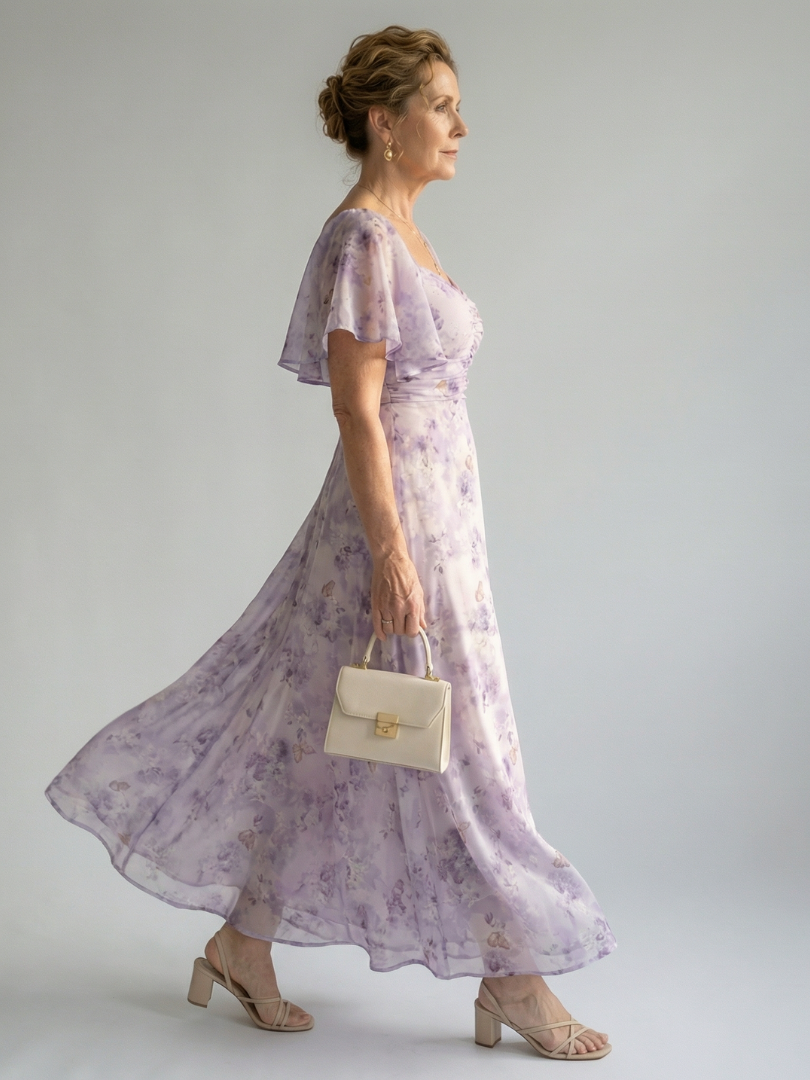 Vaelis |  Flutter Sleeve Midi Dress