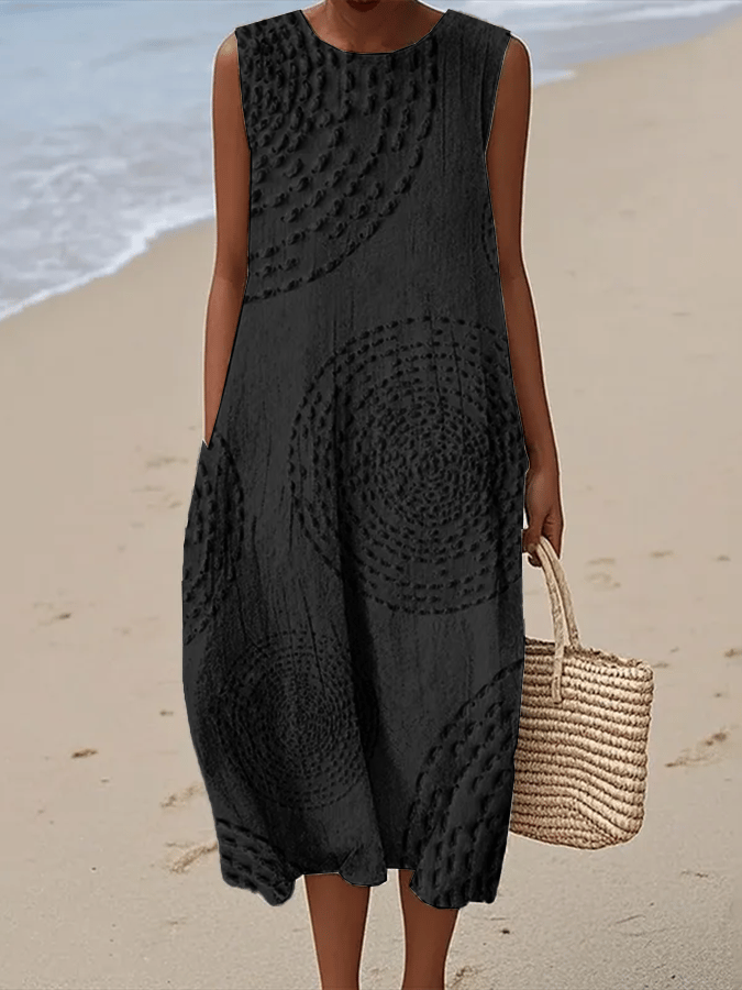 Ladies | Casual Printed Round Neck Sleeveless Dress