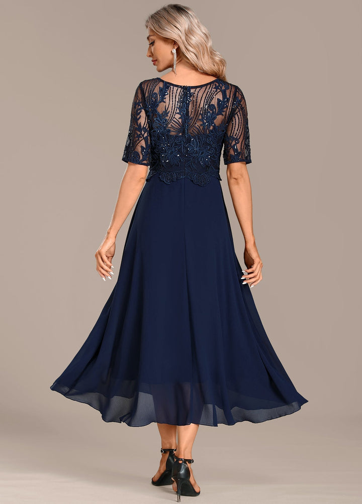 Elowen | Navy Lace Midi Dress