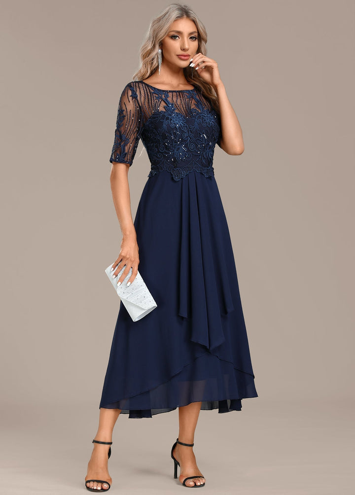 Elowen | Navy Lace Midi Dress