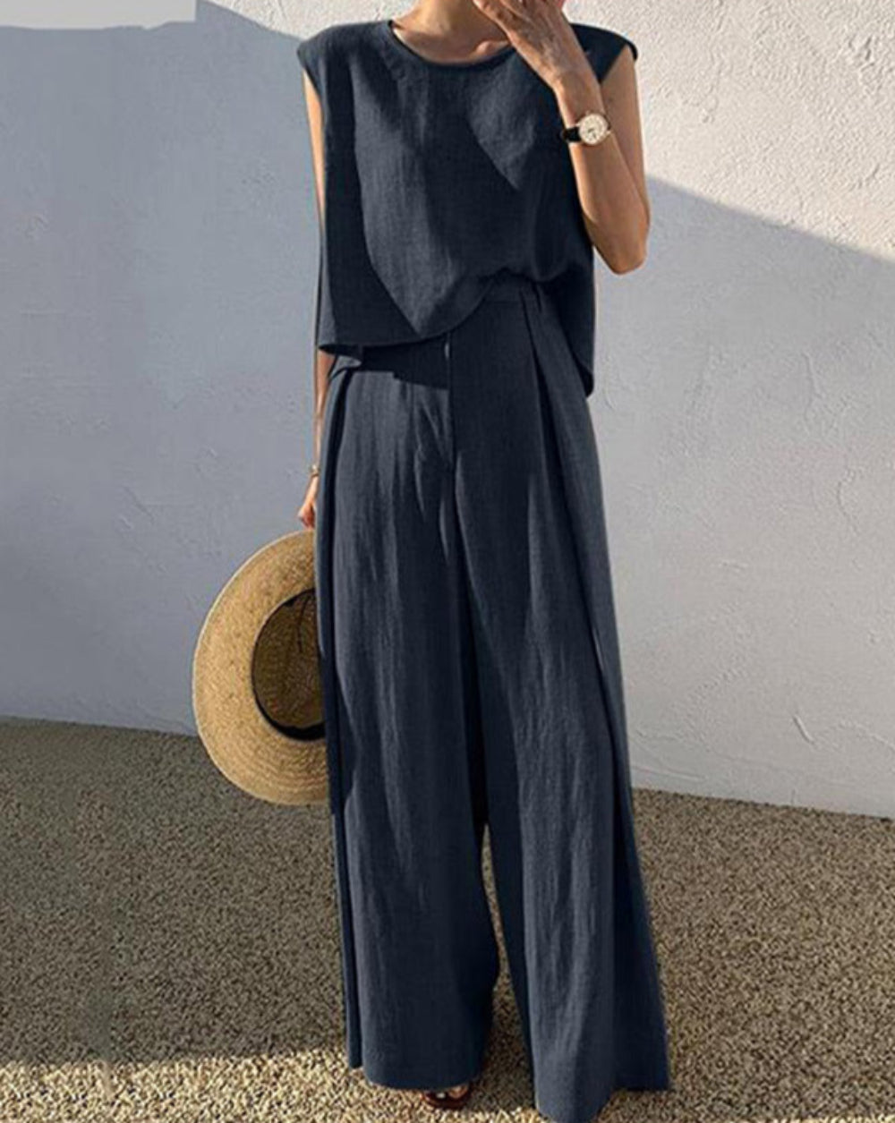 Sofia | Linen Blend Casual Pants Set