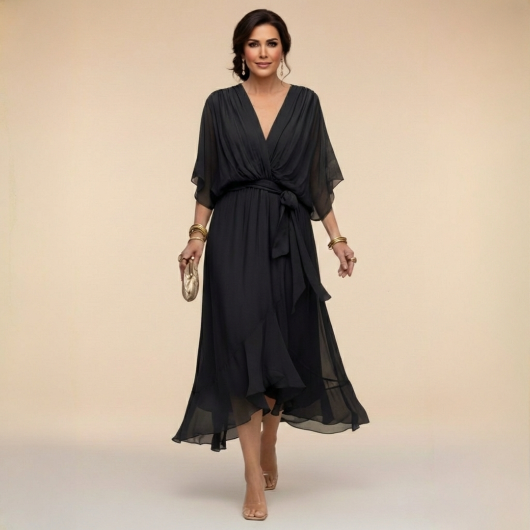 Monica | Chiffon dress with V-neckline