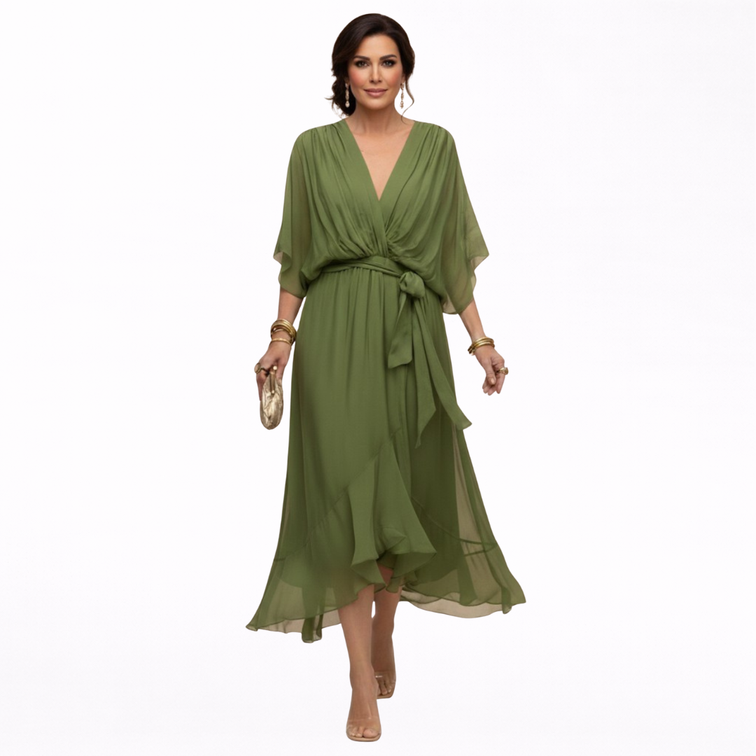 Monica | Chiffon dress with V-neckline