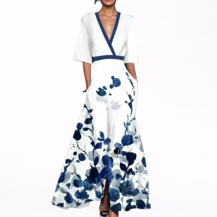 Valentina | Elegant Maxi Dress with Deep Neckline