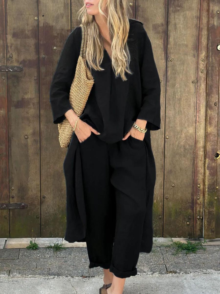 Lila | V-neck Top and Wide-leg Pants Set