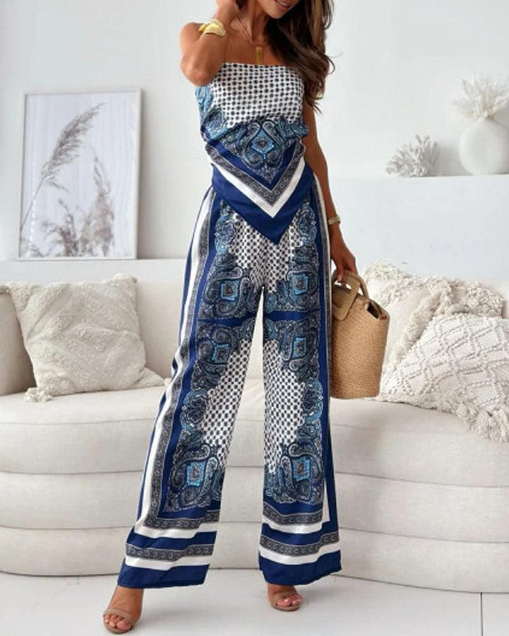 Lila | Printed Lace-Up Vest & Pants Set