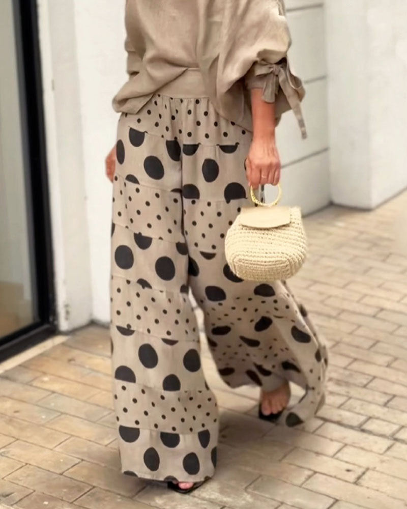 Samantha | Casual Shoulder Top & Printed Pants Set