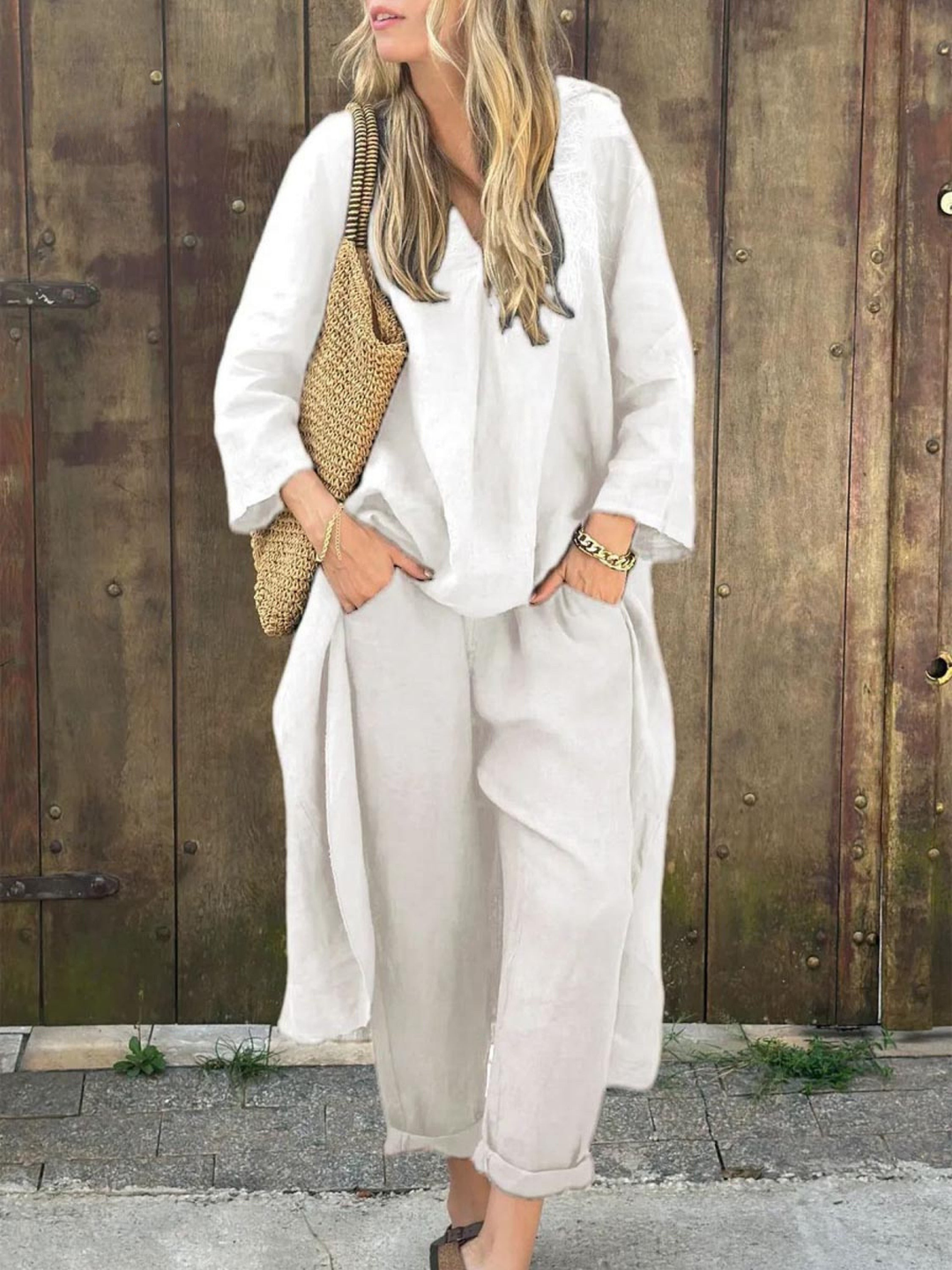 Lila | V-neck Top and Wide-leg Pants Set