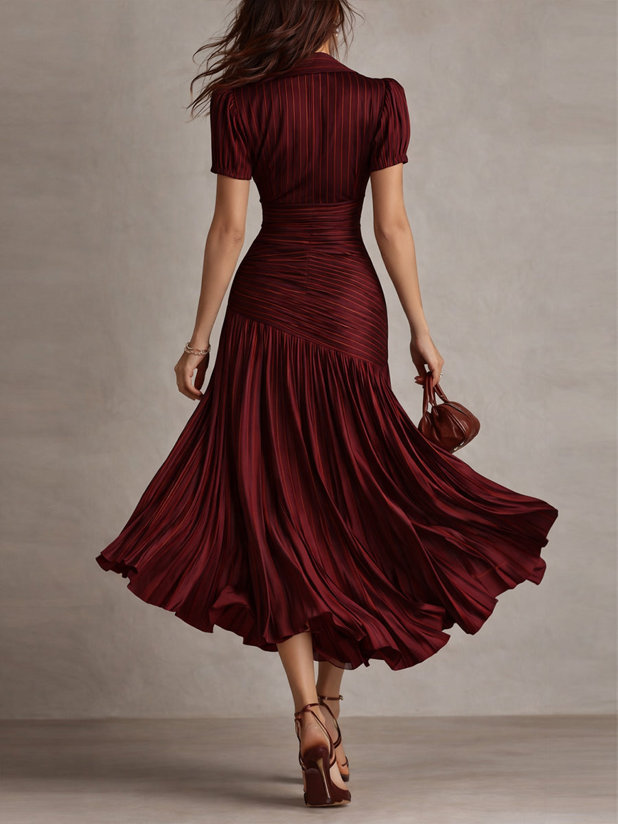 LUCIA | Retro Striped Midi Dress