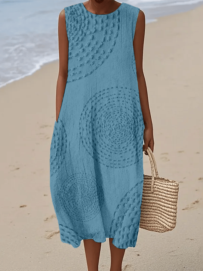 Ladies | Casual Printed Round Neck Sleeveless Dress