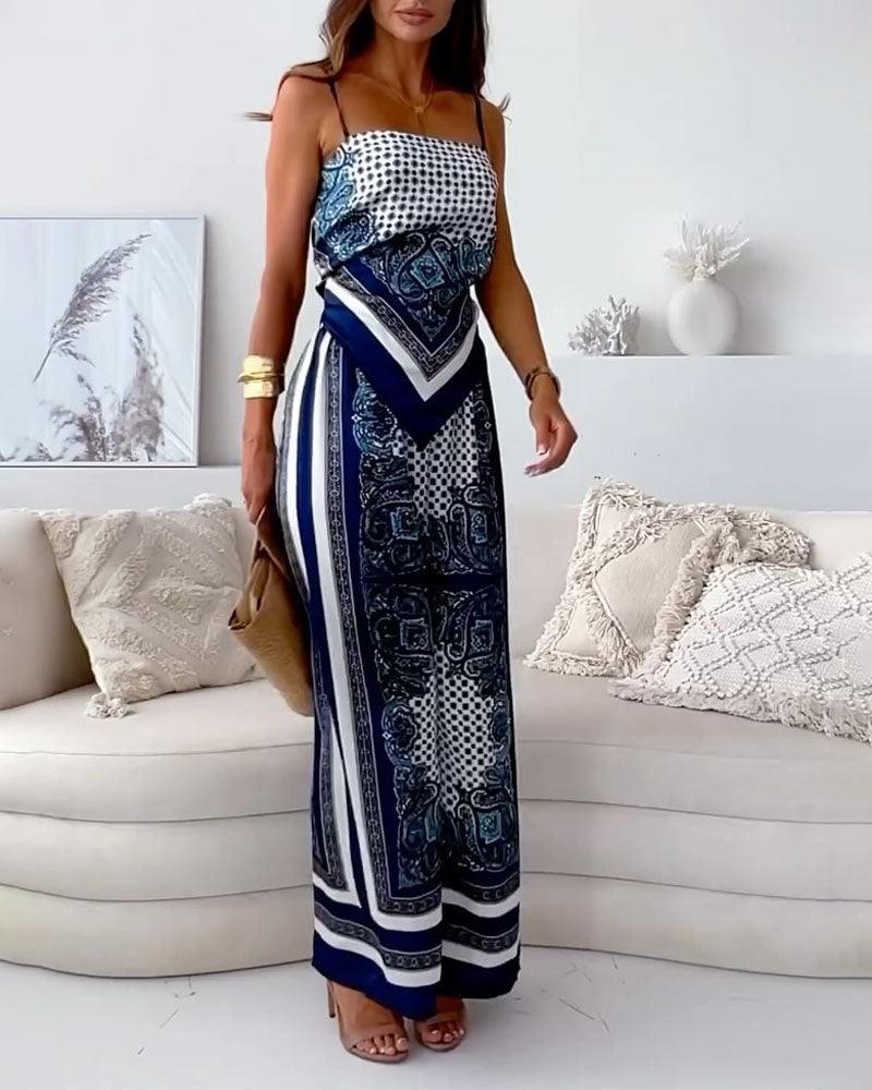 Lila | Printed Lace-Up Vest & Pants Set