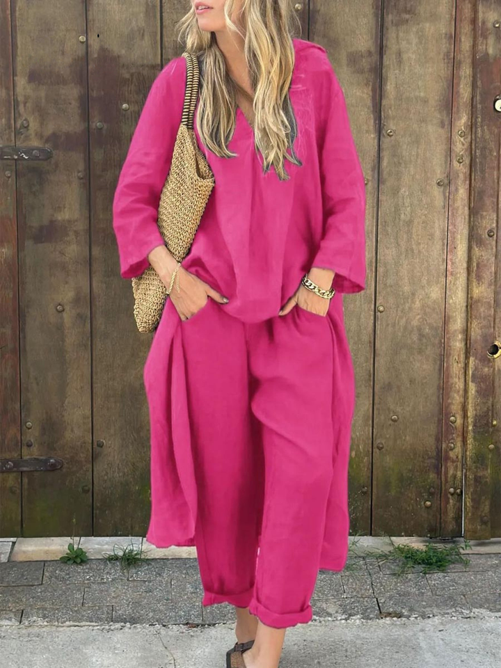 Lila | V-neck Top and Wide-leg Pants Set