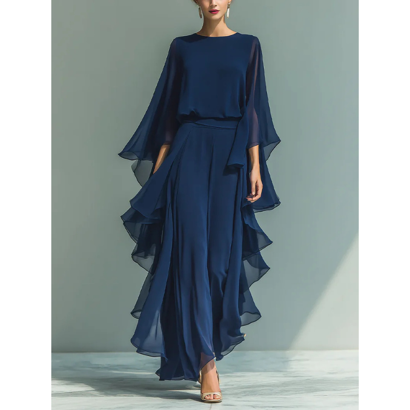 Aurora | Elegant Chiffon Outfit with Ruffle