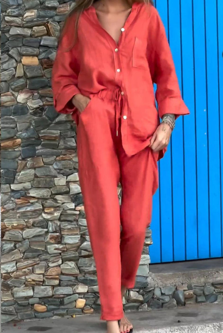 Liam | V-Neck Shirt & Pants Set
