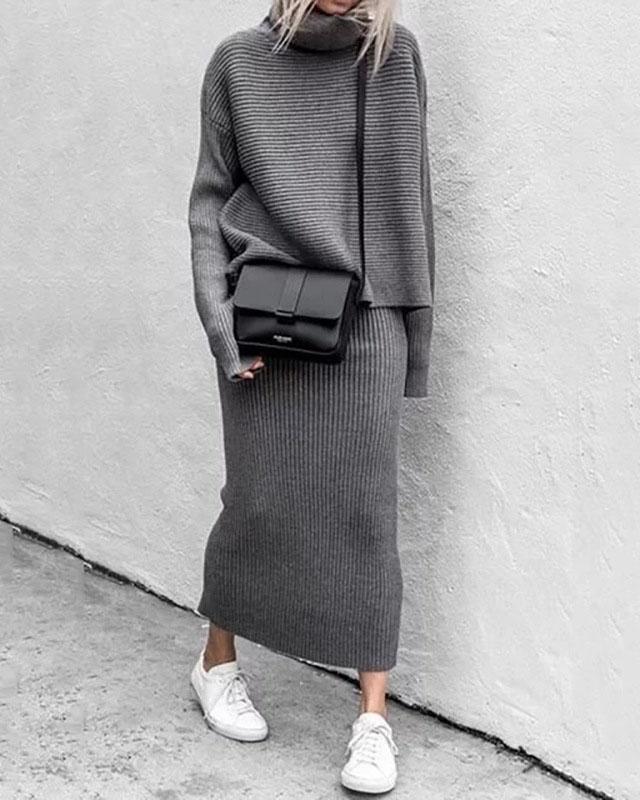 Celeste | High Collar Two-Piece Suit