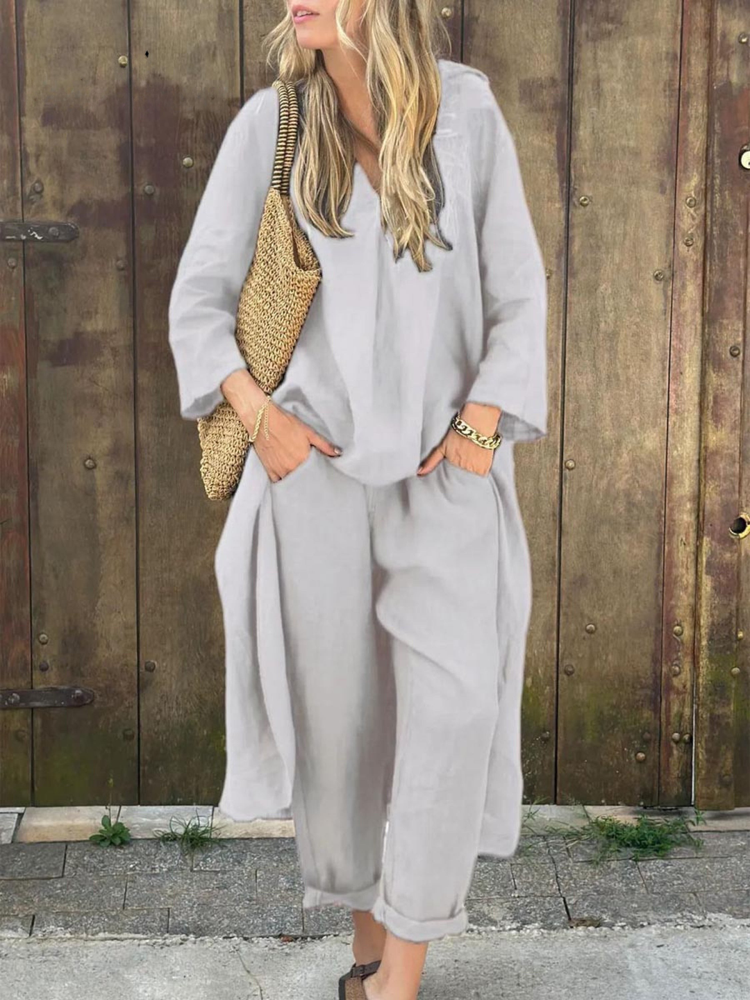Lila | V-neck Top and Wide-leg Pants Set