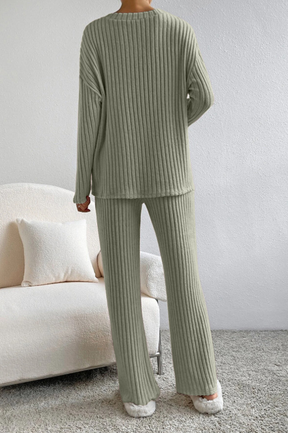 Sofia | Ribbed V-Neck Top and Pants Set
