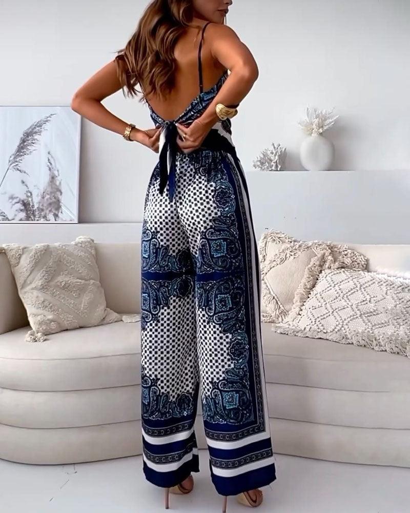 Lila | Printed Lace-Up Vest & Pants Set