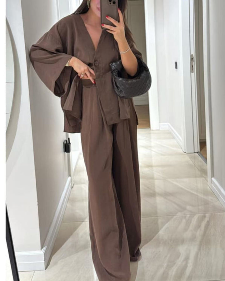 Sienna | V-Neck Top & Pants Set