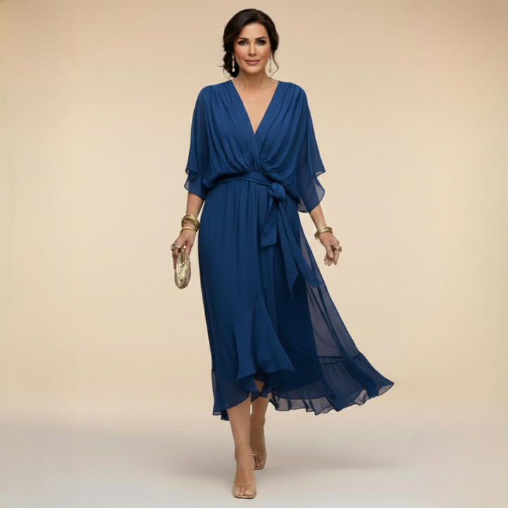 Monica | Chiffon dress with V-neckline