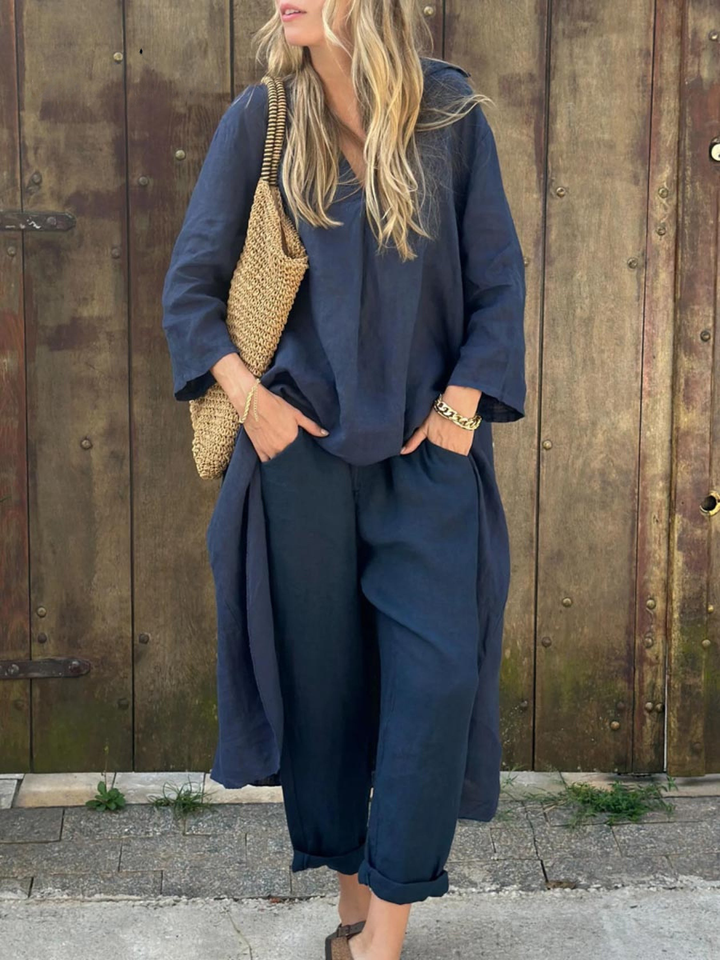 Lila | V-neck Top and Wide-leg Pants Set