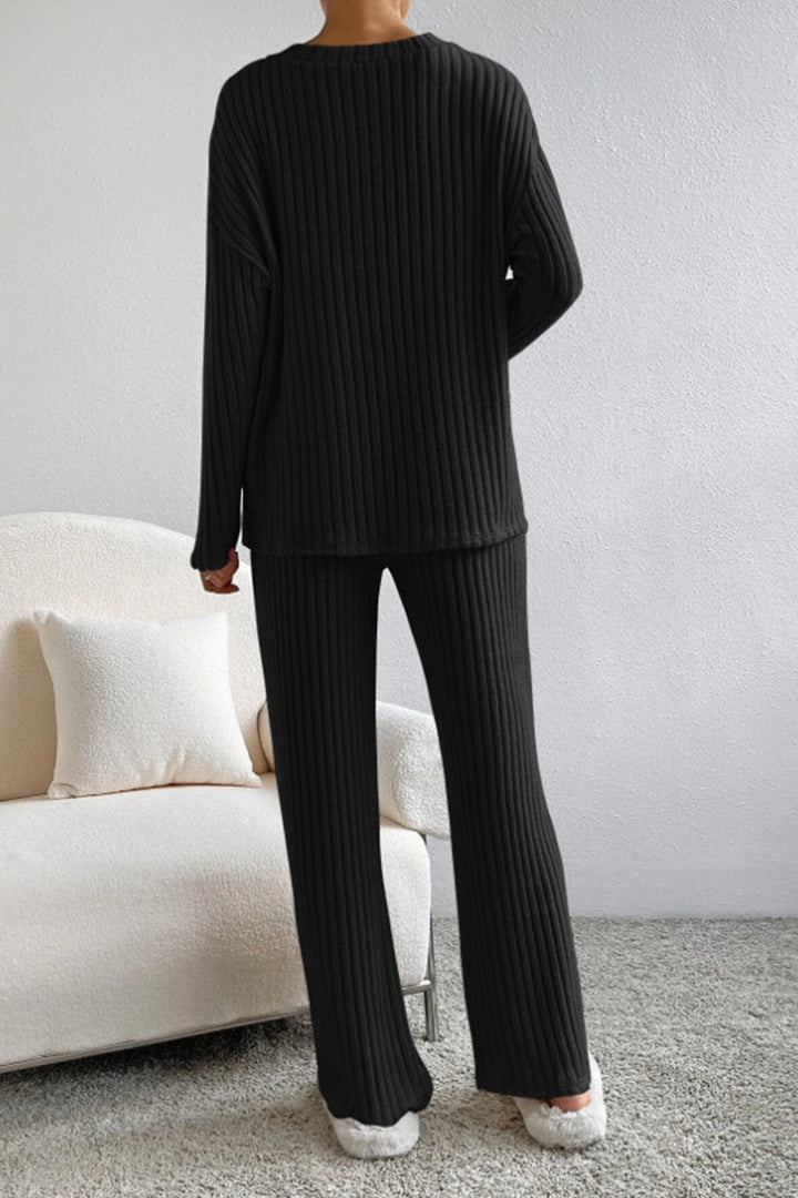 Sofia | Ribbed V-Neck Top and Pants Set