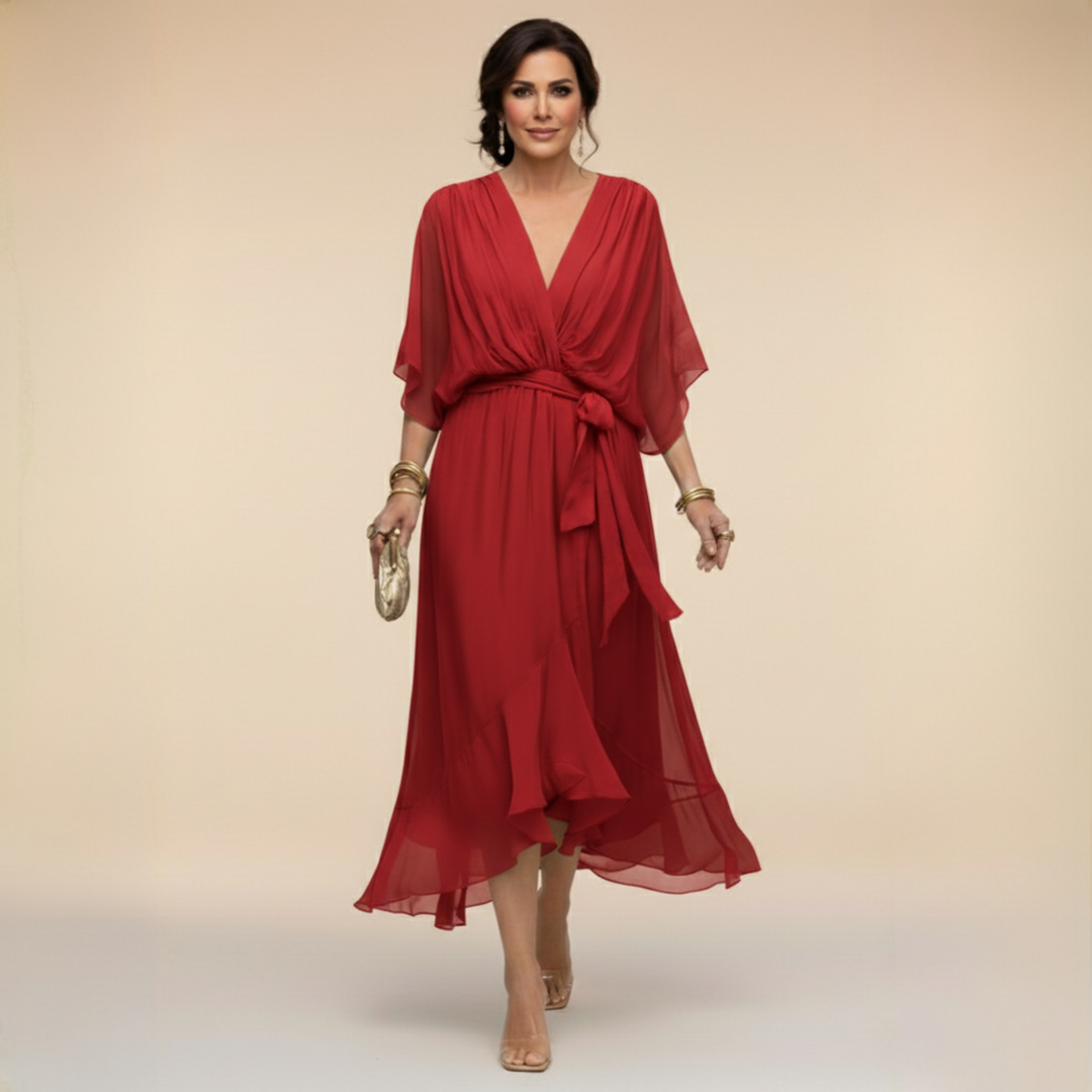 Monica | Chiffon dress with V-neckline