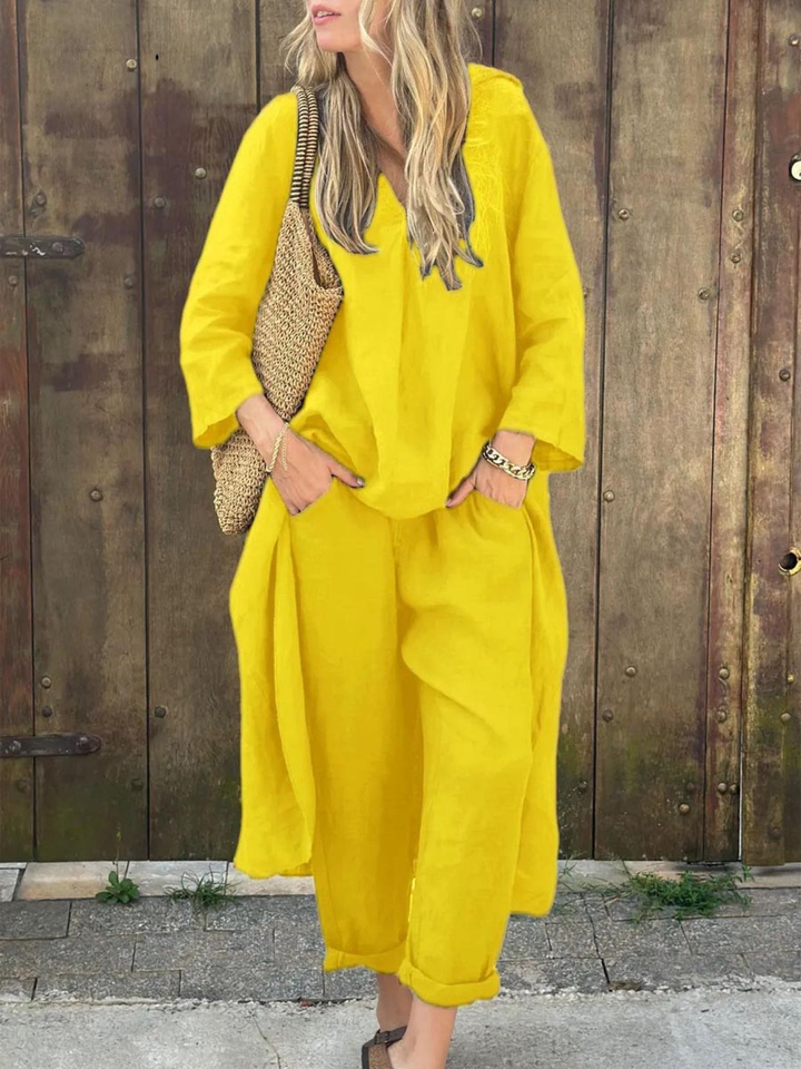 Lila | V-neck Top and Wide-leg Pants Set