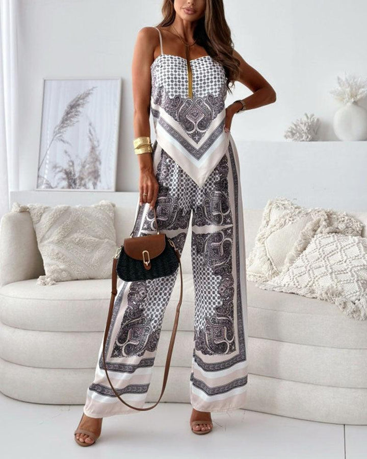 Lila | Printed Lace-Up Vest & Pants Set